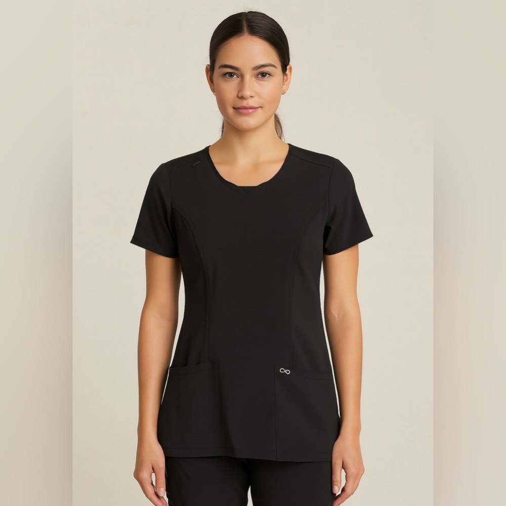 Cherokee Infinity Medical Scrub Top – women’s Size XS Black –(M5)✨